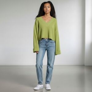 Nasty Gal oversized Relaxed V-neck Green sweater Medium